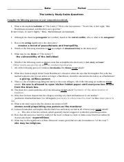 protagonist in the lottery|The Lottery: Study Guide .